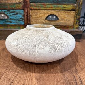 Vintage Mid Century Van Teal Vase MCM Ivory Tan Large‎ 13" Wide  X 6" Tall